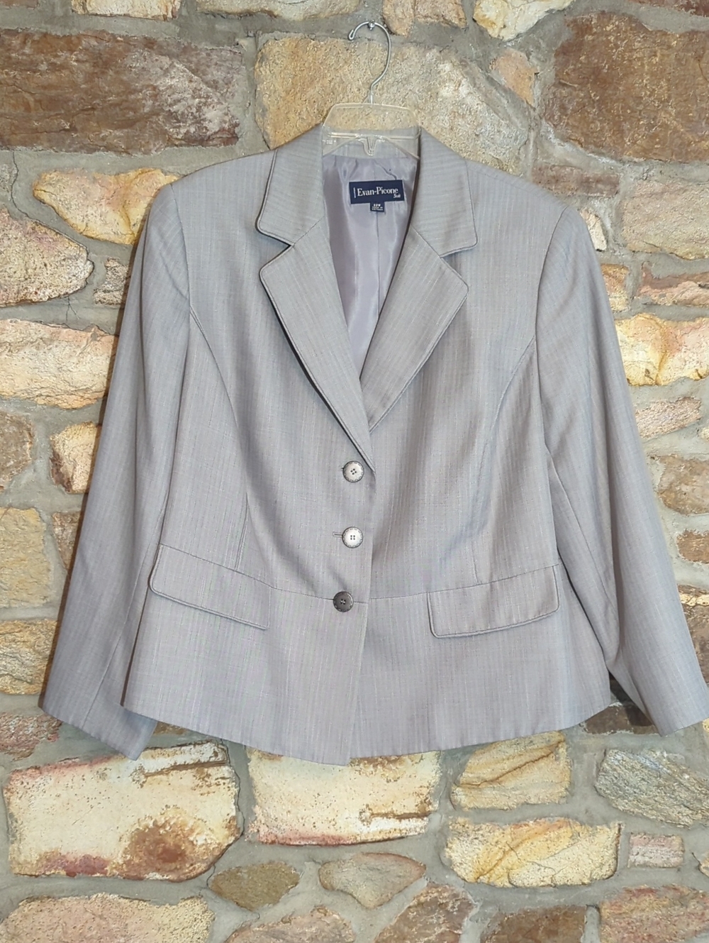 Evan Picone Light Gray Pinstripe Blazer Jacket
